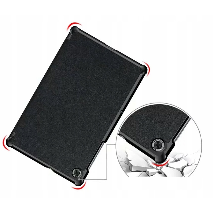 Set husa tableta/folie de protectie/stylus, Piele ecologica, Compatibil cu Lenovo Tab M10 HD 2 GEN, Negru