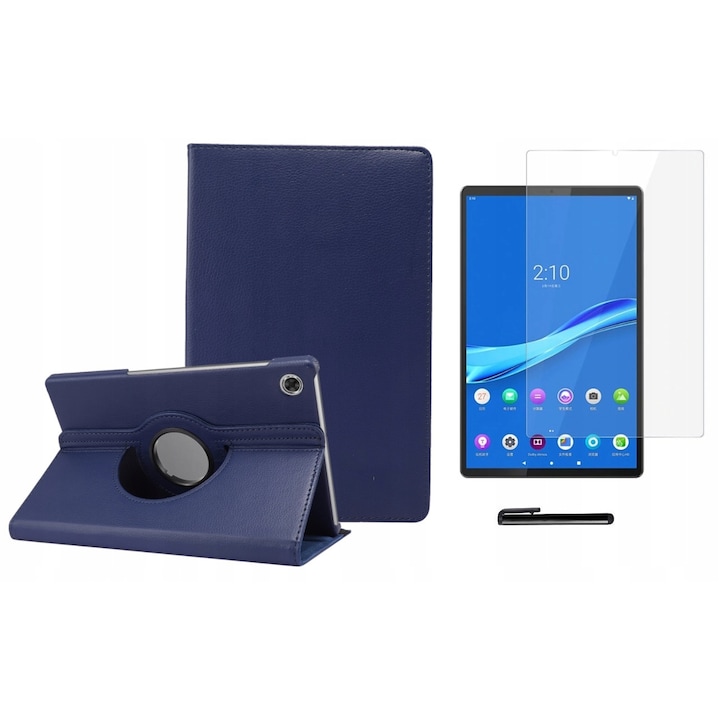Husa tableta, Piele ecologica, Compatibila cu Lenovo Tab M10 FHD Plus, Albastru inchis
