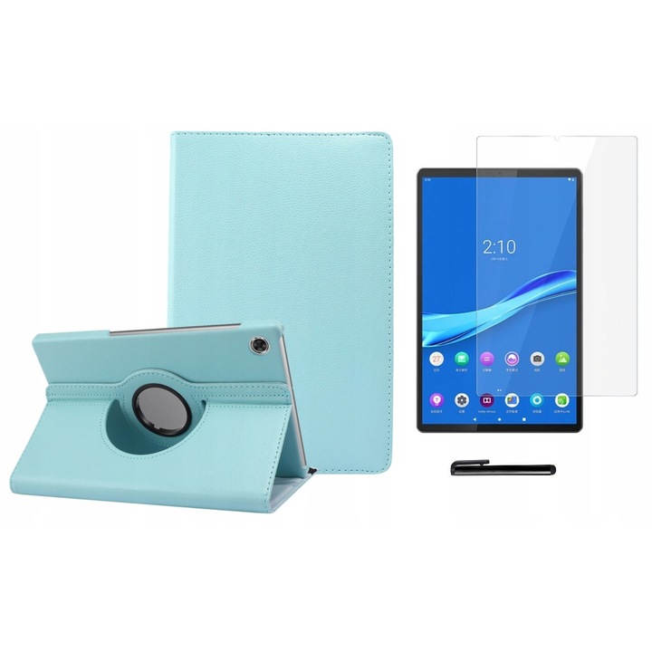 Táblaborító/védőfólia/toll készlet, Ökológiai bőr, Kompatibilis a Lenovo Tab M10 HD 2 GEN készülékkel, Kék