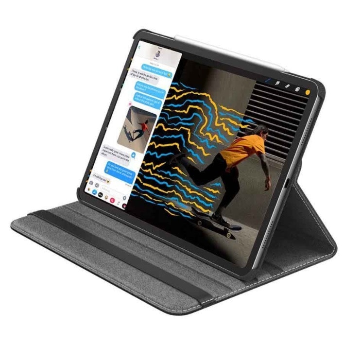 Set husa tableta/folie de protectie/stylus, Piele ecologica, Compatibil cu Lenovo Tab M10 TB-X505L/TB-X605F, Negru