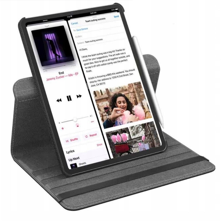 Set husa tableta/folie de protectie/stylus, Piele ecologica, Compatibil cu Lenovo Tab M10 TB-X505L/TB-X605F, Negru
