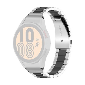 Curea metalica WatchBand™ Classic Steel, Compatibila cu smartwatch Samsung Galaxy Watch 5/5 PRO si Samsung Galaxy Watch 4/4 Classic de 40/42/44/46 mm - Argintiu/Negru