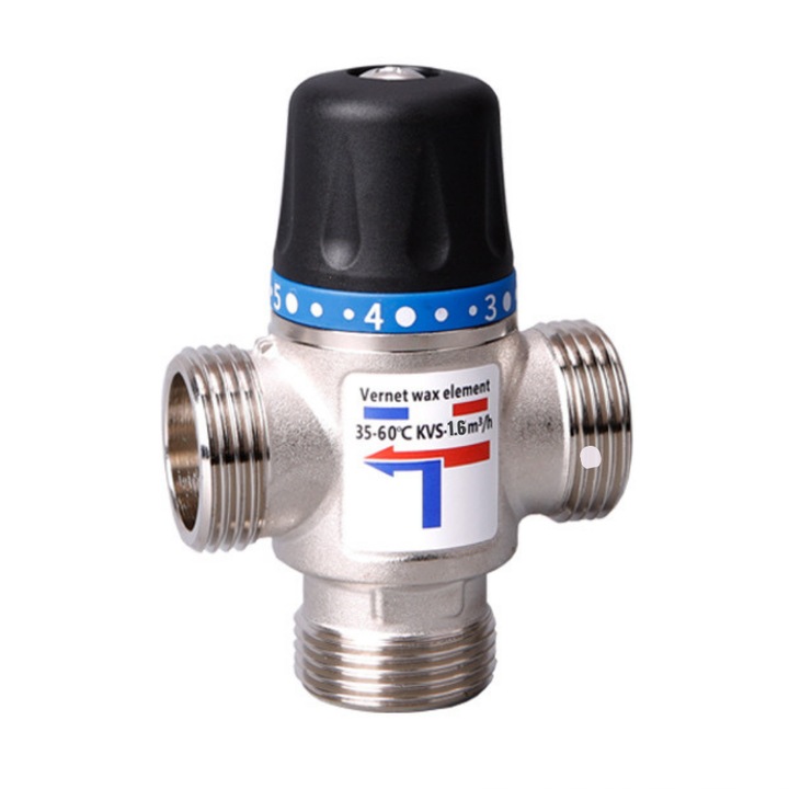 Vana termostatica de amestec USSPY, antioparire, ideala panouri solare si pardoseala, alama, 3/4-20DN, reglabila 35°-60°