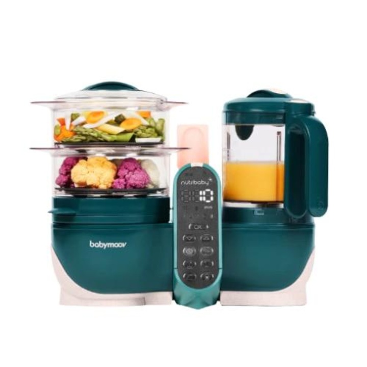 Robot multifunctional pentru gatit 6 in 1 Babymoov Nutribaby+, Opal Green