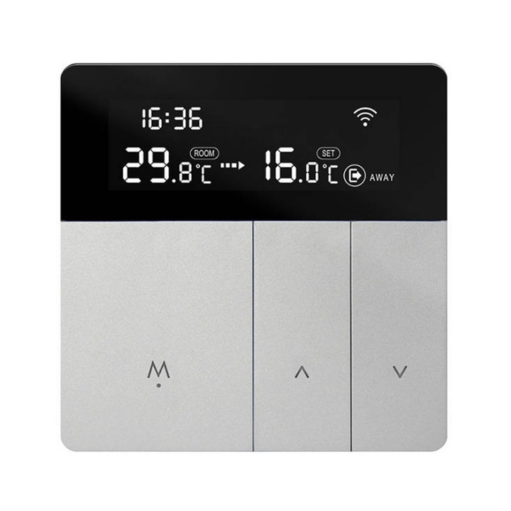 Termostat SMART pentru incalzire cu apa Avatto WT50 3A Wi-Fi Tuya, Negru/Gri