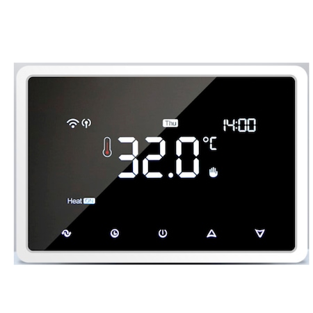 Termostat de Ambient Wireless Touchscreen, Programare Saptamanala, Smart, Control de la Orice Distanta a Temperaturii Prin Internet/Telefon, Control Vocal, Compatibil cu Orice Centrala pe gaz .Incastrabil sau pe Suport, 3 Moduri de Alimentare, Alb
