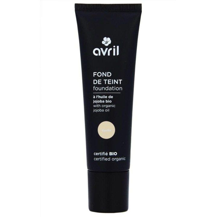 Fond de ten cu ulei de jojoba, nuanta Vanille, certificat organic, 30 ml, Avril