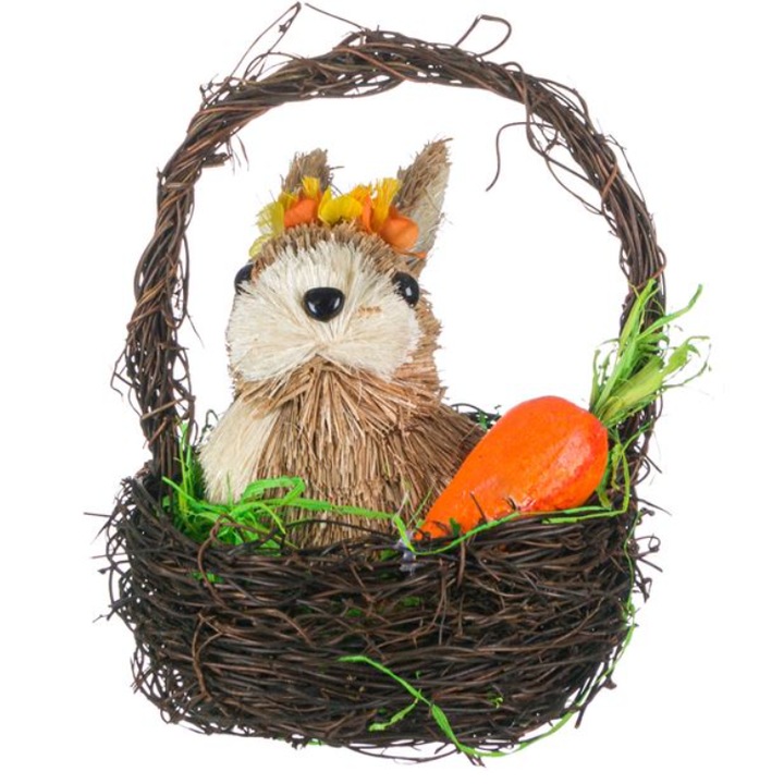 Декоративна великденска кошница със зайче 19 см