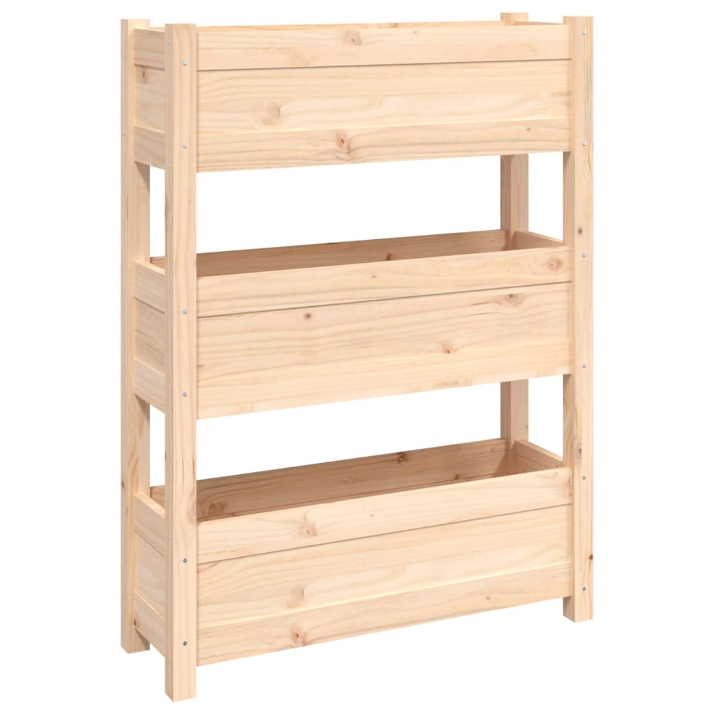 Jardiniera etajata, Zakito Europe, Lemn masiv, 3 compartimente, 77