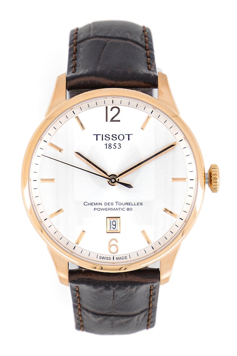 Tissot, Автоматичен часовник с кожена каишка, Тъмнокафяв