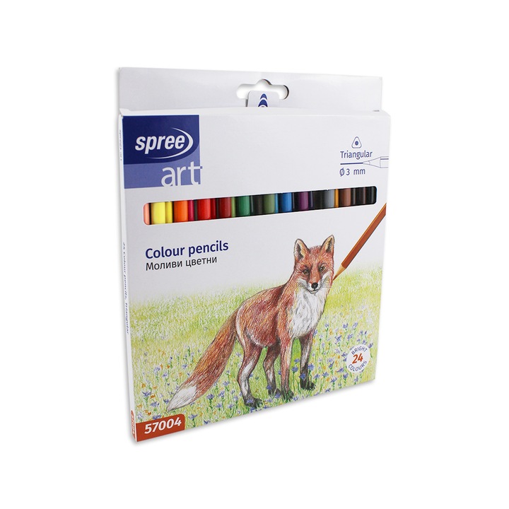 Цветни моливи, Spree, Триъгълни, 24 цвята
