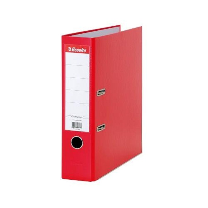 Класьор Esselte Eco А4, 7.5 см, РР, метален кант, сменяем етикет, червен