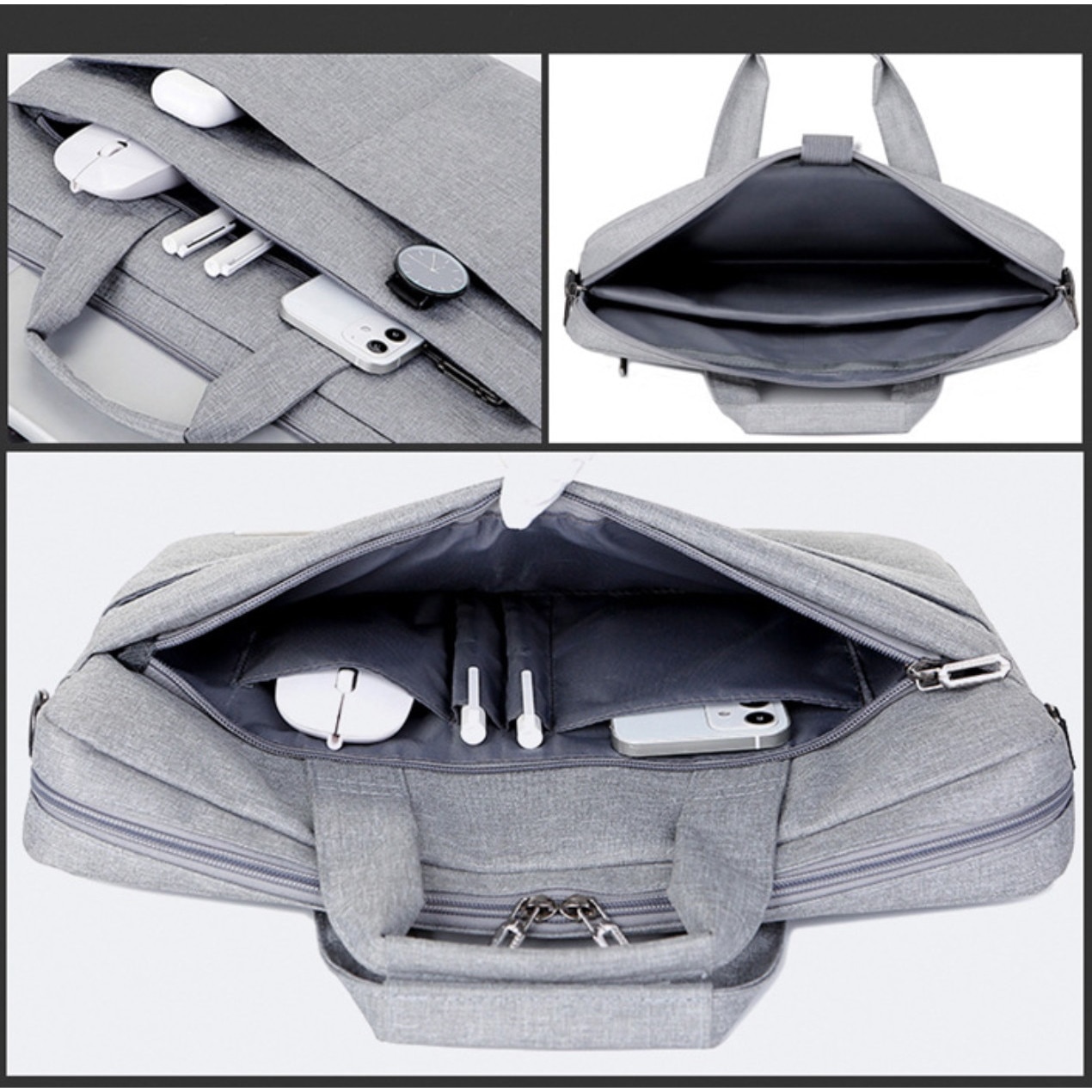 Geanta laptop, Etui, Plastic, Gri