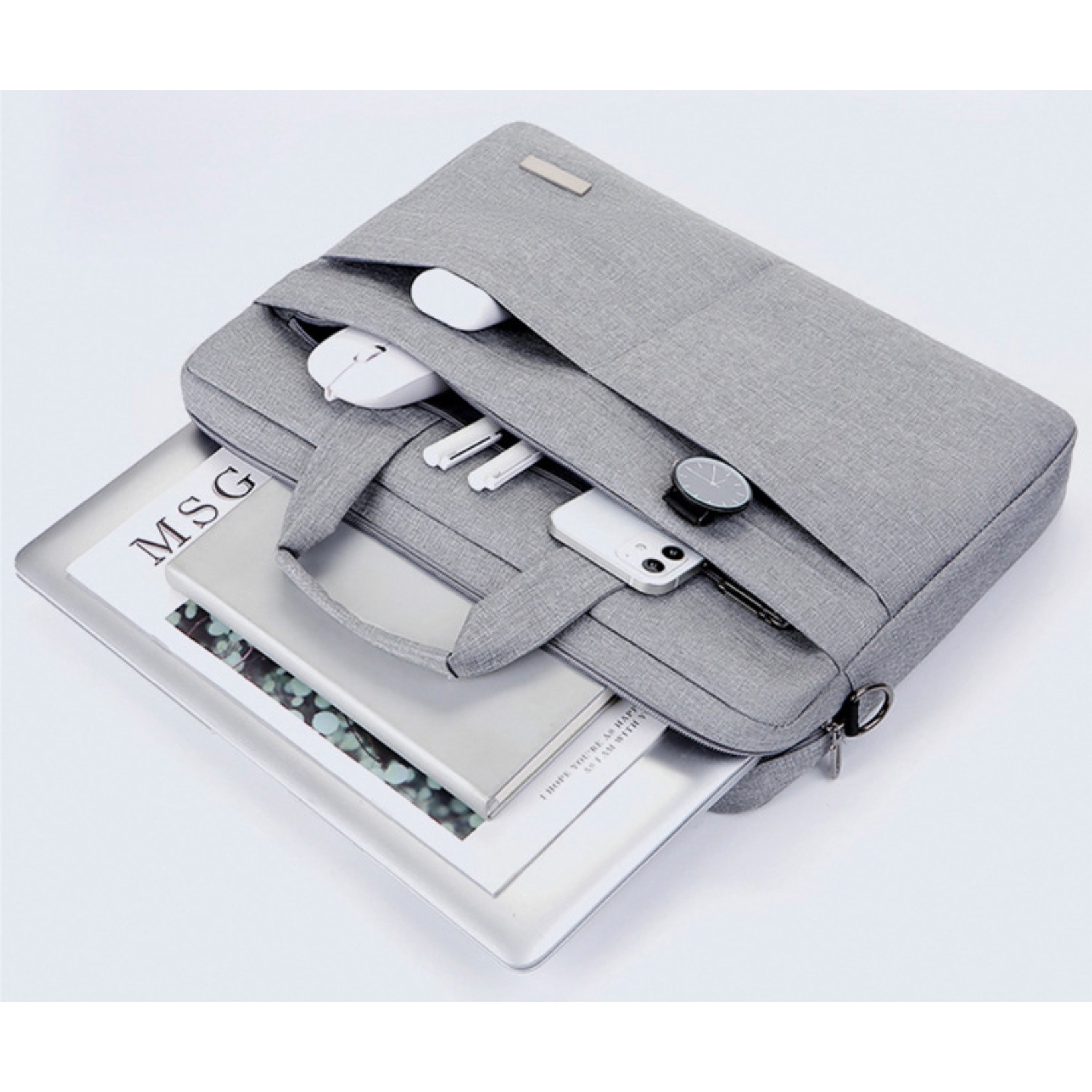 Geanta laptop, Etui, Plastic, Gri