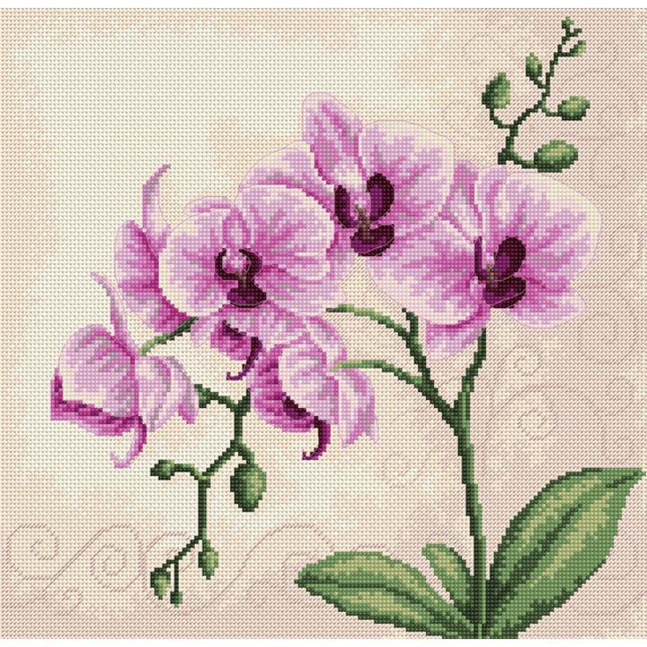 Keresztszemes hímzőkészlet, orchidea, 23x22,5 cm