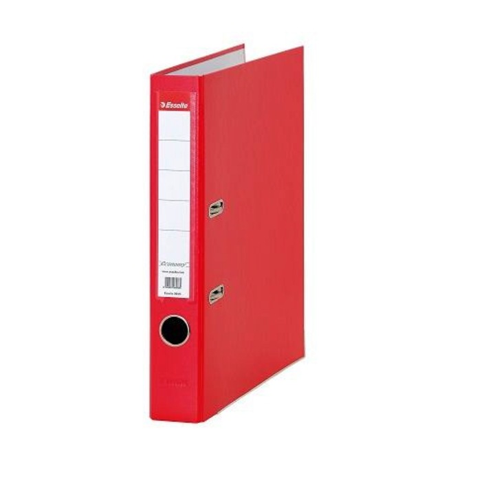 Класьор Esselte Eco А4, 5 см, РР, метален кант, сменяем етикет, червен