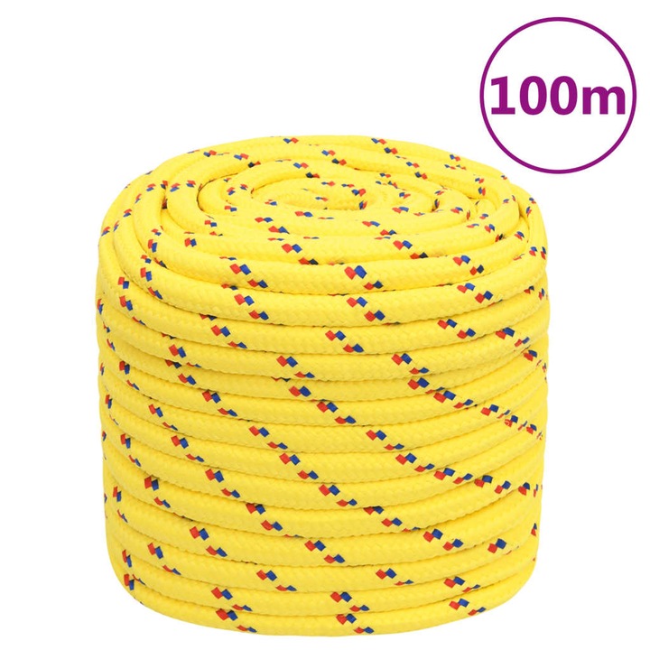 vidaXL sárga polipropilén hajókötél 16 mm 100 m 152627
