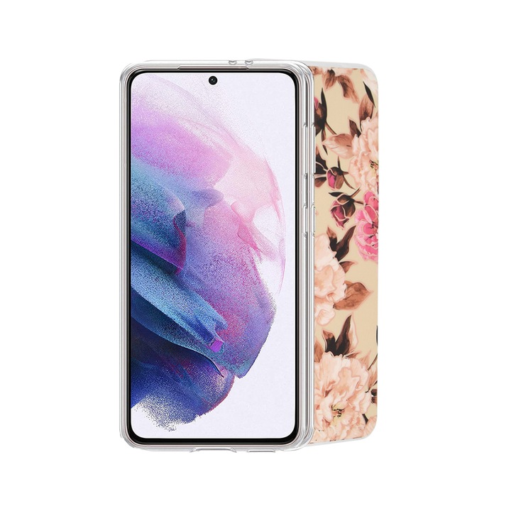 Калъф Sprinkle Command, съвместим с Oppo Reno 8 Lite, Стилна защита, Fonix Fashion Slim, Антишок, Повдигнати ръбове, Защита от пръстови отпечатъци, Мраморен силикон, Абстрактен дизайн, Цветен печат, Кремав