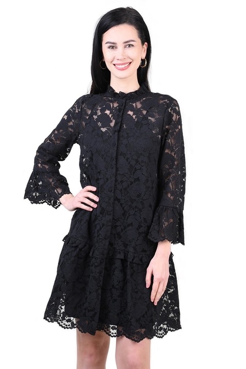 Двойна вътрешна дантелена рокля, Черна, Vero Moda, Размер SM 36-38 EU