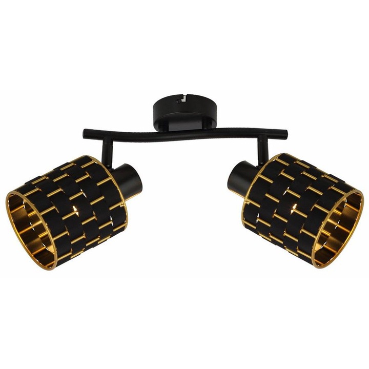 Plafoniera spot, Reality, Plastic, Soclu E14, Negru/Auriu