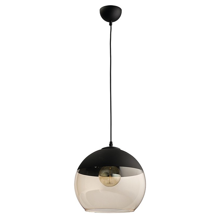 Pendul de iluminat, TK Lighting, Metal/Sticla, Soclu E27, Negru
