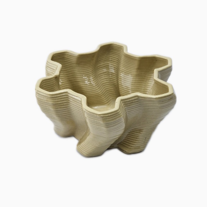 Bol Fulg de Nea Printat 3D, Ceramica, Crem