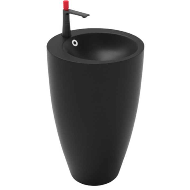 Lavoar stativ Marco, Negru Mat, Power Colour 50x50x82 cm, montaj pe podea, ceramica sanitara