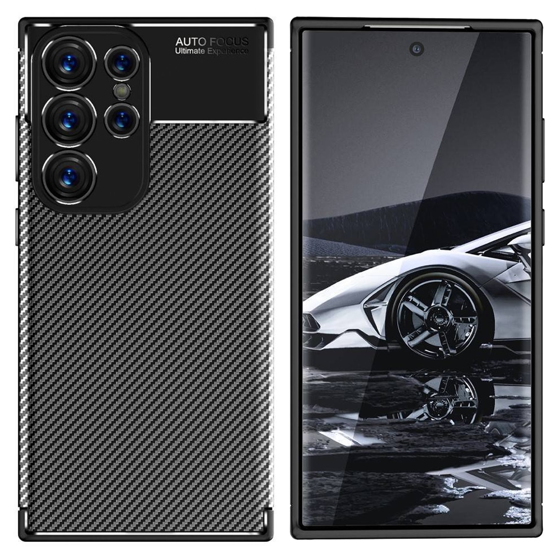 Husa pentru Samsung S23 Ultra, Silicon antisoc, Carbon Fiber AutoFocus, cu decupaje camere, Neagra