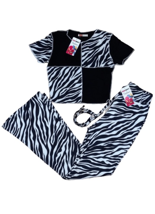 Compleu casual, alb-negru, model Zebra