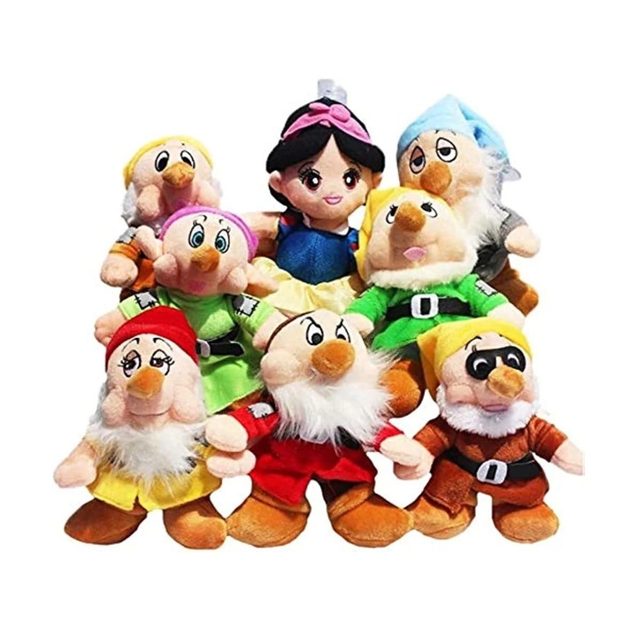 Set de plus, Alba ca Zapada cu cei 7 pitici, multicolor, 21 cm