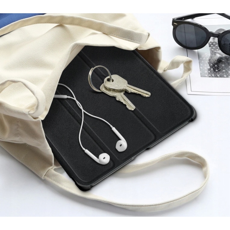 Set husa tableta/folie de protectie/stylus, Piele ecologica, Compatibil cu Lenovo Tab M10 HD 2 GEN, Negru