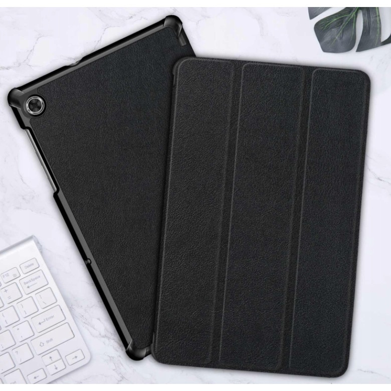 Set husa tableta/folie de protectie/stylus, Piele ecologica, Compatibil cu Lenovo Tab M10 HD 2 GEN, Negru