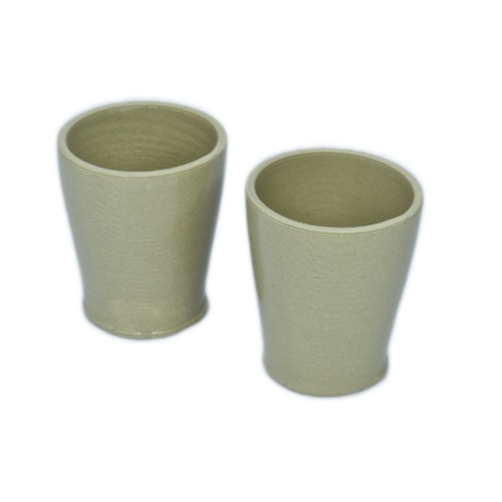 Set 2 Pahare Shot Simple din Ceramica Printate 3D, Crem, 70 ml