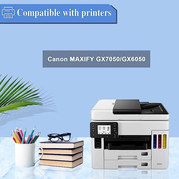 Set 4 flacoane compatibile cerneala Canon GI-56 Multicolor pentru imprimante Canon MAXIFY GX5050, MAXIFY GX6050, MAXIFY GX7050, 26000 pagini
