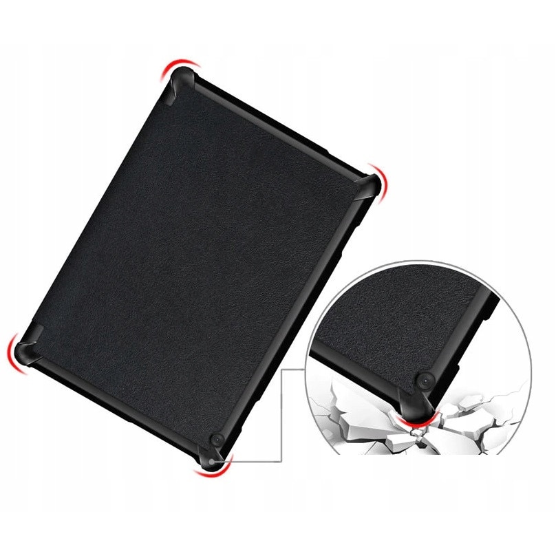 Set husa tableta/folie de protectie/stylus, Piele ecologica, Compatibil cu Lenovo Tab M10 TB-X605L/TB-X605F, Negru