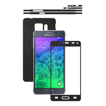Folie de protectie Carbon Skinz, Husa de tip Skin Adeziv pentru Carcasa, Brushed Negru dedicata Samsung Galaxy Alpha Folie de protectie Carbon Skinz, Husa de tip Skin Adeziv pentru Carcasa, Brushed Negru dedicata Samsung Galaxy Alpha