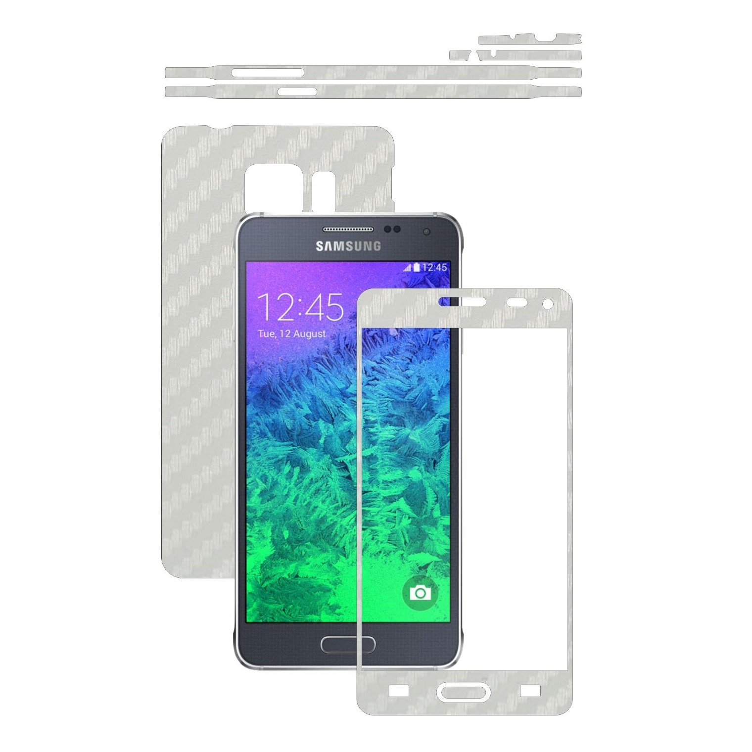 Folie de protectie Carbon Skinz, Husa de tip Skin Adeziv pentru Carcasa, Carbon Alb dedicata Samsung Galaxy Alpha
