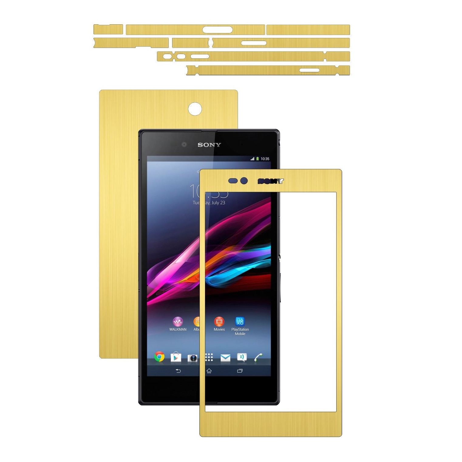 Folie de protectie Carbon Skinz, Husa de tip Skin Adeziv pentru Carcasa, Brushed Auriu dedicata Sony Xperia Z Ultra