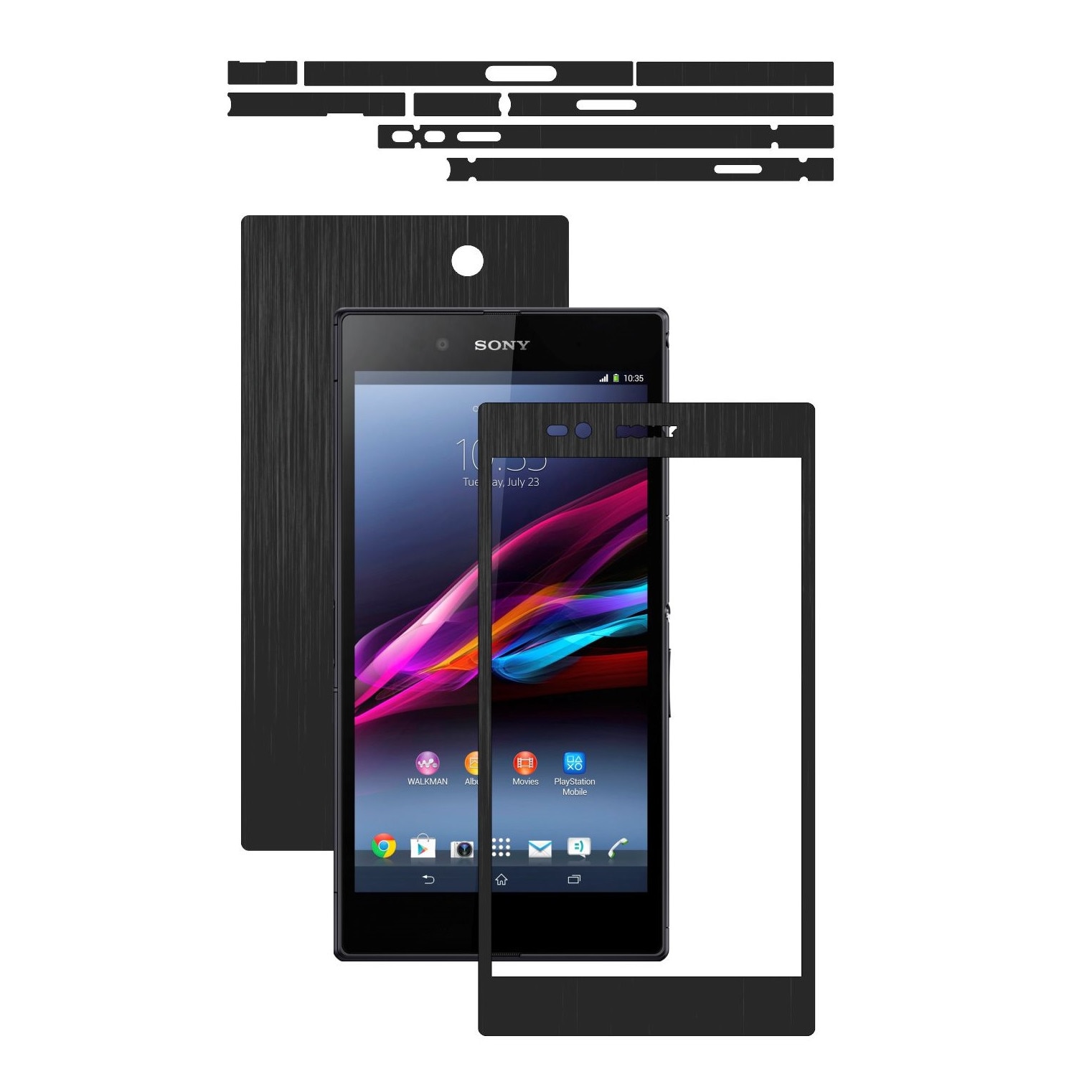Folie de protectie Carbon Skinz, Husa de tip Skin Adeziv pentru Carcasa, Brushed Negru dedicata Sony Xperia Z Ultra