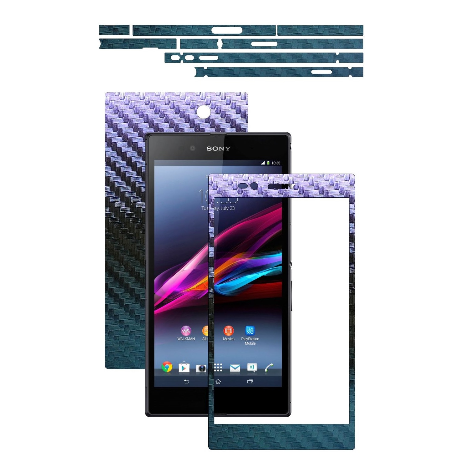 Folie de protectie Carbon Skinz, Husa de tip Skin Adeziv pentru Carcasa, Carbon Cameleon dedicata Sony Xperia Z Ultra