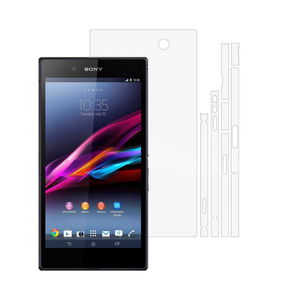 Folie Protectie Invisible Skinz Ultra-Clear HD, Husa Transparenta de tip Skin Adeziv pentru Carcasa si Laterale, dedicata Sony Xperia Z Ultra