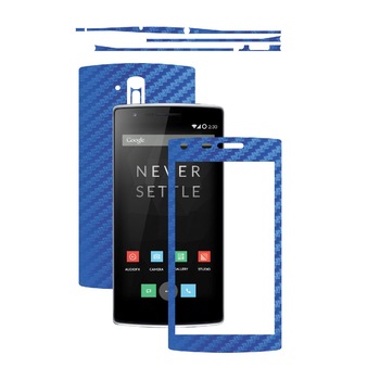 Folie de protectie Carbon Skinz, Husa de tip Skin Adeziv pentru Carcasa, Carbon Albastru dedicata OnePlus One Folie de protectie Carbon Skinz, Husa de tip Skin Adeziv pentru Carcasa, Carbon Albastru dedicata OnePlus One