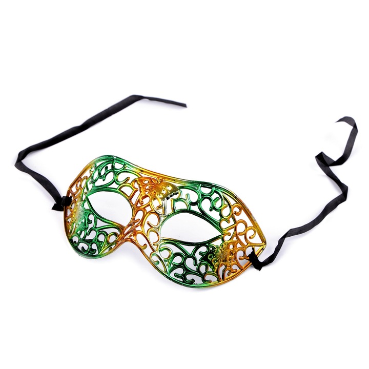 Masca de carnaval cu tranzitii de culoare, verde/ auriu