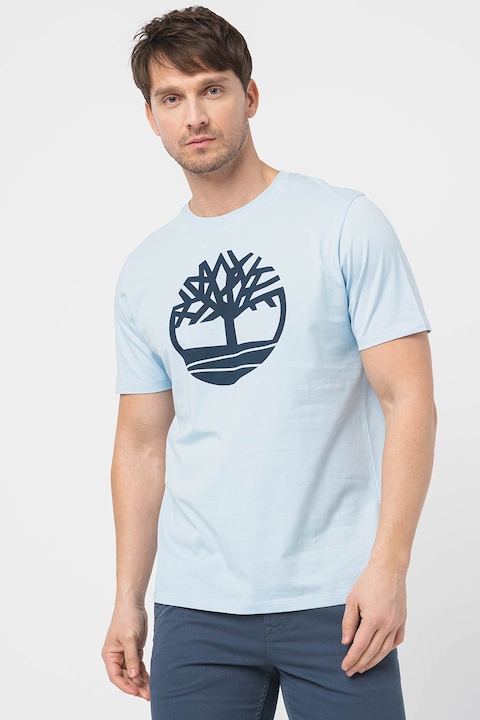 Timberland, Тениска Kennebec River Tree от органичен памук с лого, Светлосин