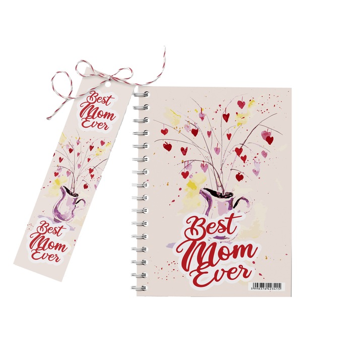 Carnetel A6 cu semn 100F spirala Best mom ever dictando