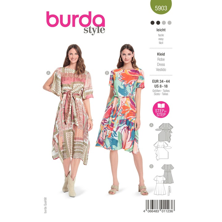 Модел на рокля, в 2 варианта, различни размери 34-44, Burda Style 5903