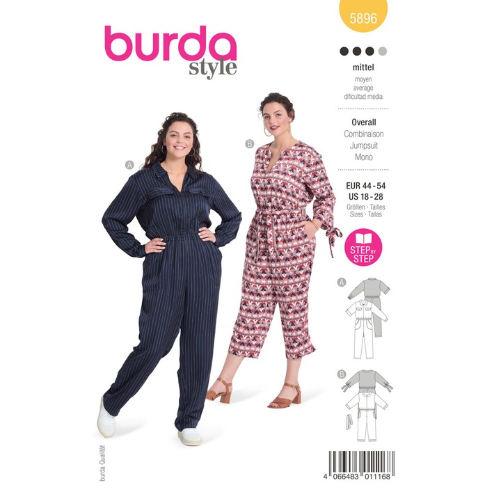 Шивашки модел, в 2 варианта, различни размери 44-54, Burda Style 5896