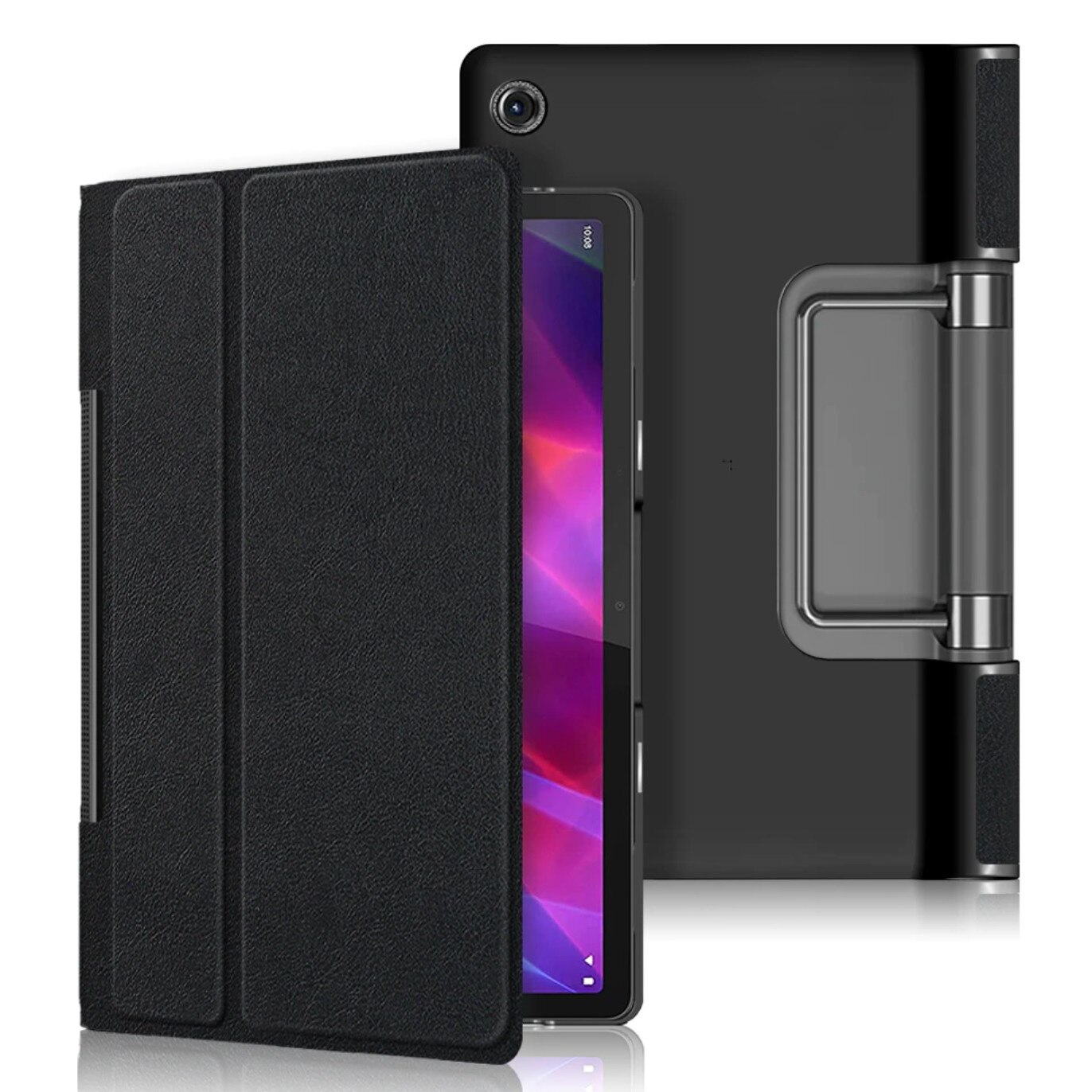 Husa tableta, Etui, Piele ecologica/Policarbonat, Compatibila cu Lenovo Yoga Smart Tab, Negru