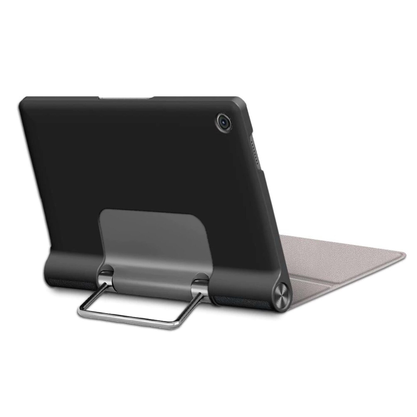 Husa tableta, Etui, Piele ecologica/Policarbonat, Compatibila cu Lenovo Yoga Smart Tab, Negru