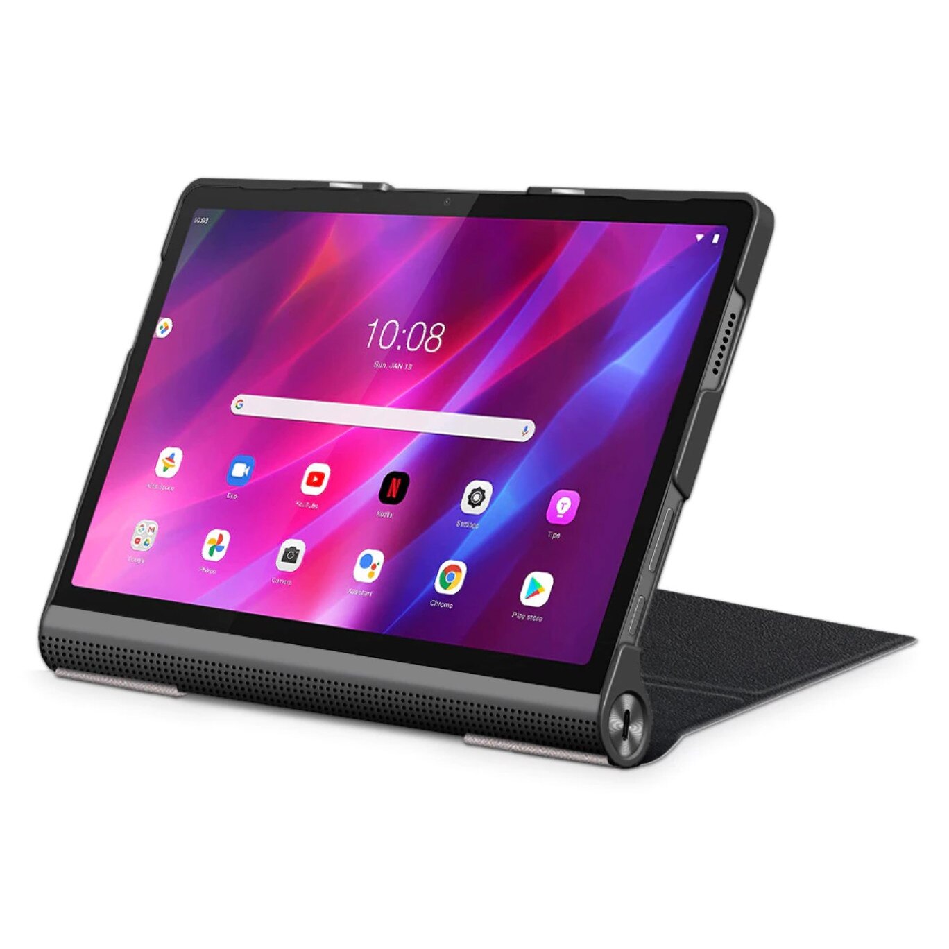 Husa tableta, Etui, Piele ecologica/Policarbonat, Compatibila cu Lenovo Yoga Smart Tab, Negru